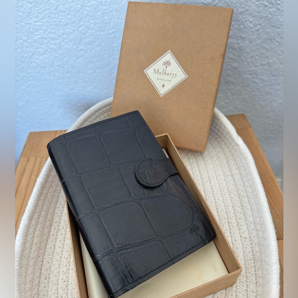Vintage Mulberry Black Leather Organizer
